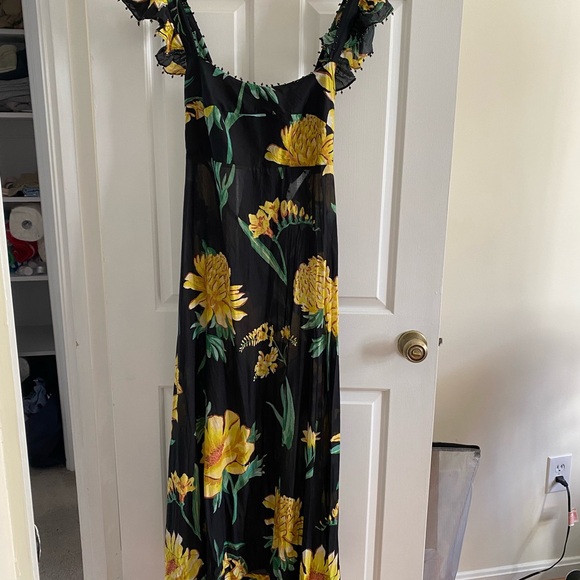 FARM Rio Black Maxi Dress with Yellow Floral Design Alice Dress - Picture 5 of 11